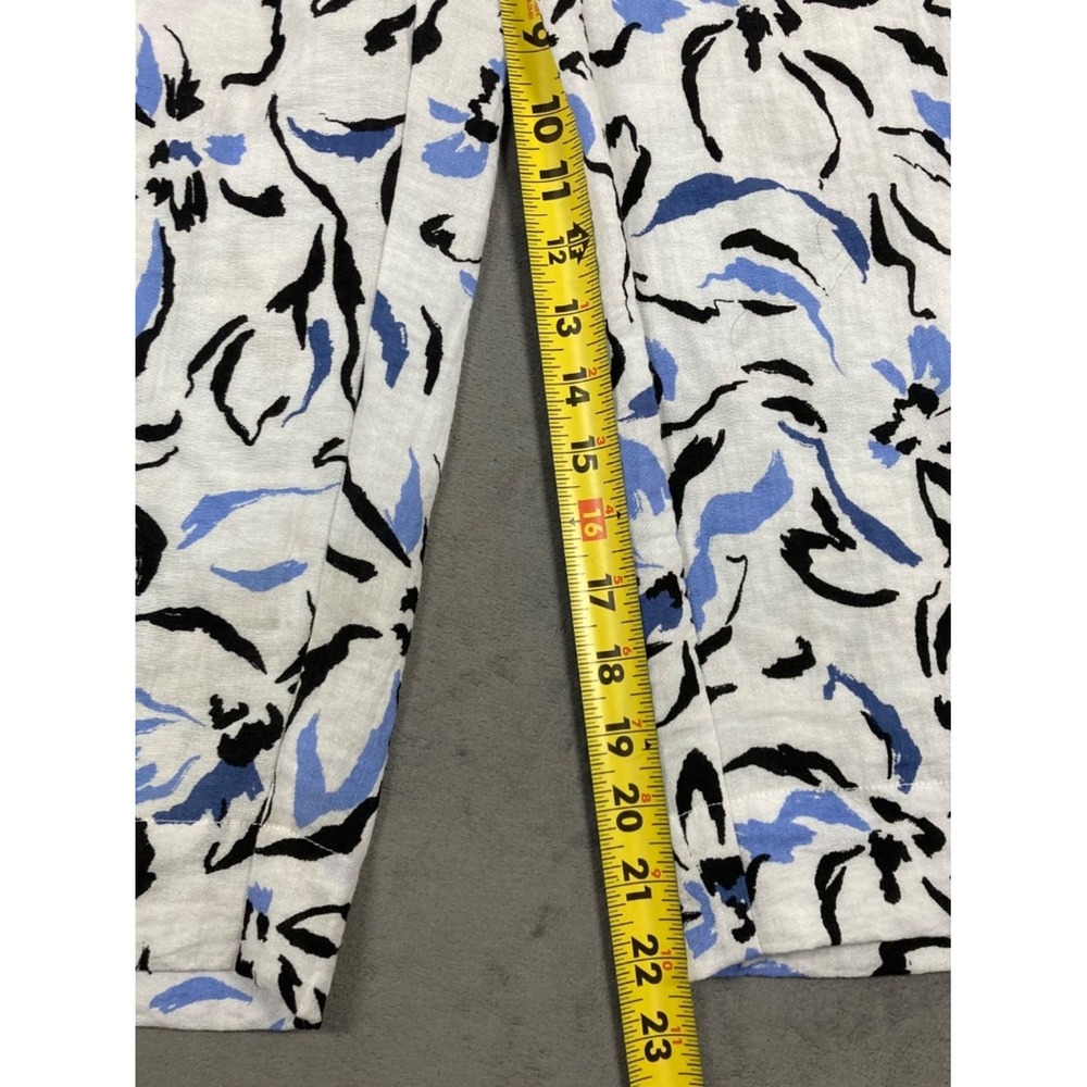 Habitat Clothes To Live In Floral Wide Leg Crop Pants Blue White Black Size L - Picture 6 of 8